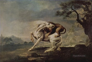 caballo atacado por un león Pinturas al óleo